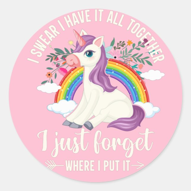 Rainbow Star Unicorn  Classic Round Sticker (Front)