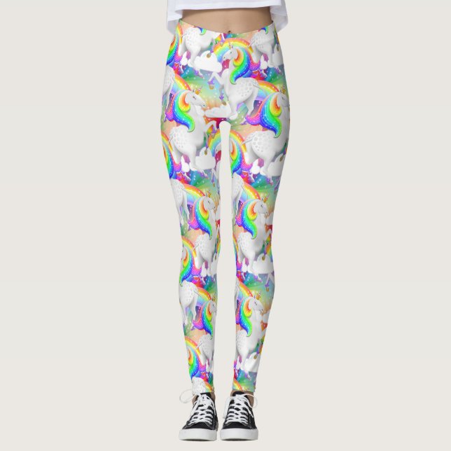 Rainbow Starburst Princess Unicorn Leggings (Front)