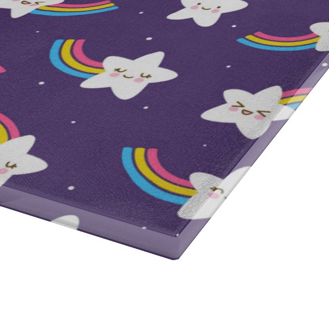Rainbow Stars Glass Cutting Board (Corner)