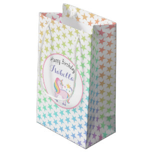 Rainbow Stars & Magical Unicorn Happy Birthday Small Gift Bag