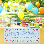 Rainbow Stars on Sky Blue Happy Birthday Kids Banner<br><div class="desc">Retro coloured rainbow stars on your choice of background colour. Great for kids birthday parties.</div>