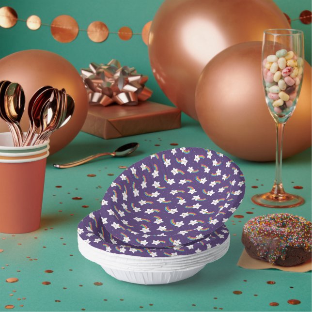 Rainbow Stars Paper Bowls Plate (Multi)