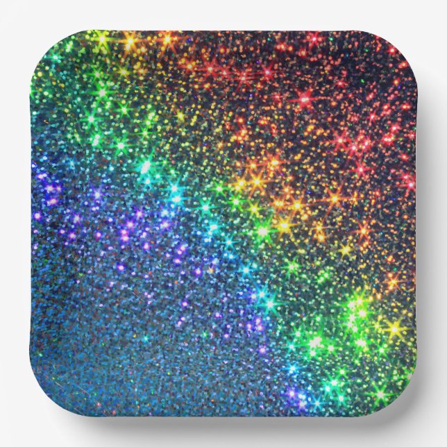 Rainbow Stars Party Paper Napkins Plate (Front)