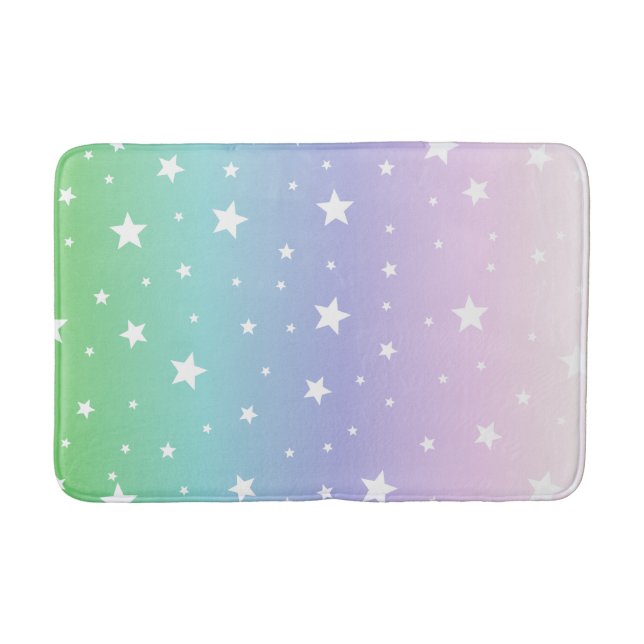 Rainbow Stars Pastell gradient Unicorn NO3y Bath Mat (Front)