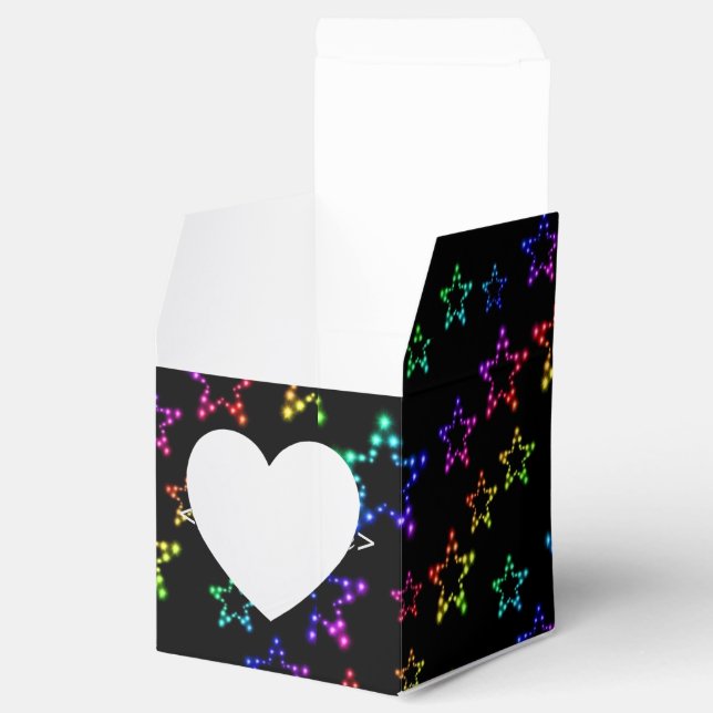 Rainbow Stars Pattern Heart Favour Box (Opened)