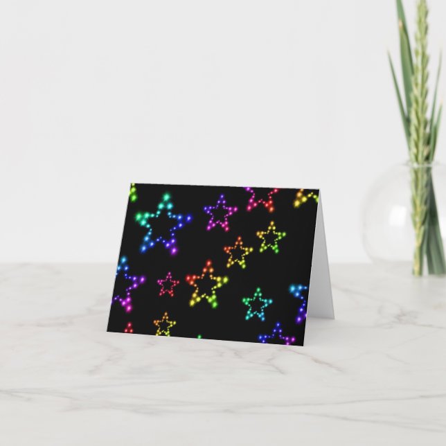 Rainbow Stars Pattern Note Card (Front)