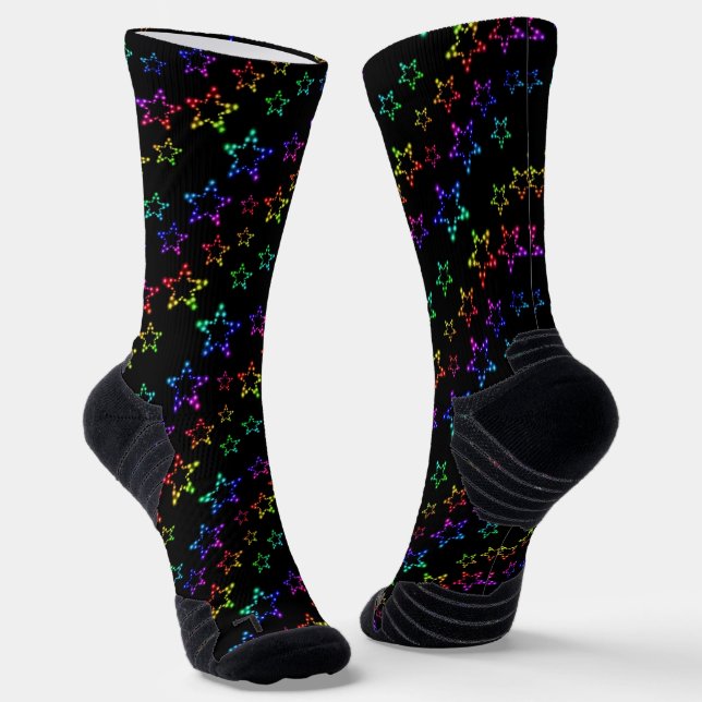Rainbow Stars Pattern Socks (Angled)