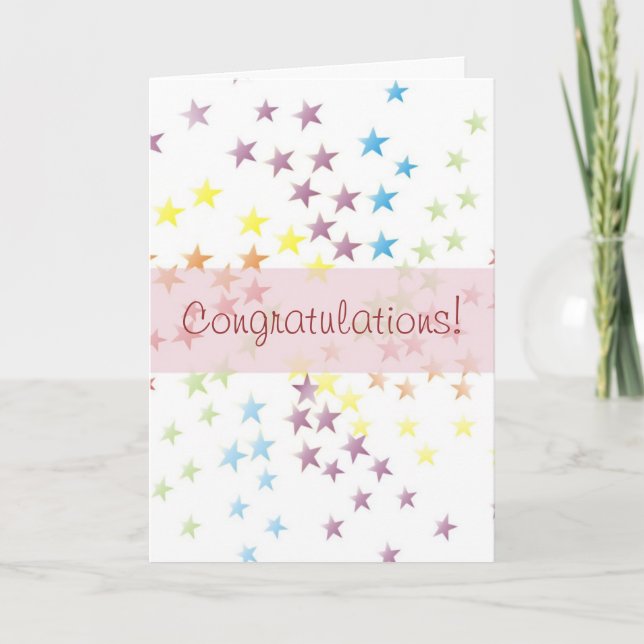 Rainbow Stars Pink Congratulations Card (Front)