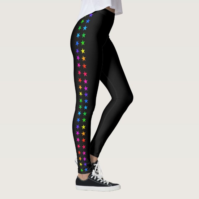 Rainbow Stars Racing Stripes LGBTQ+ Leggings (Right)