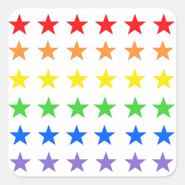 Rainbow stars  square sticker (Front)