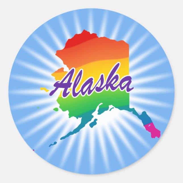 Rainbow State Of Alaska Classic Round Sticker (Front)