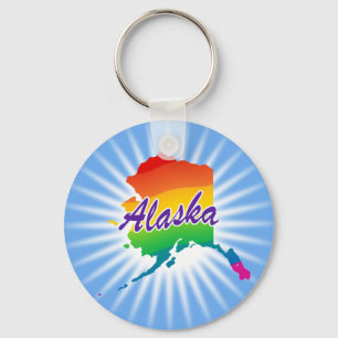 Rainbow State Of Alaska Key Ring