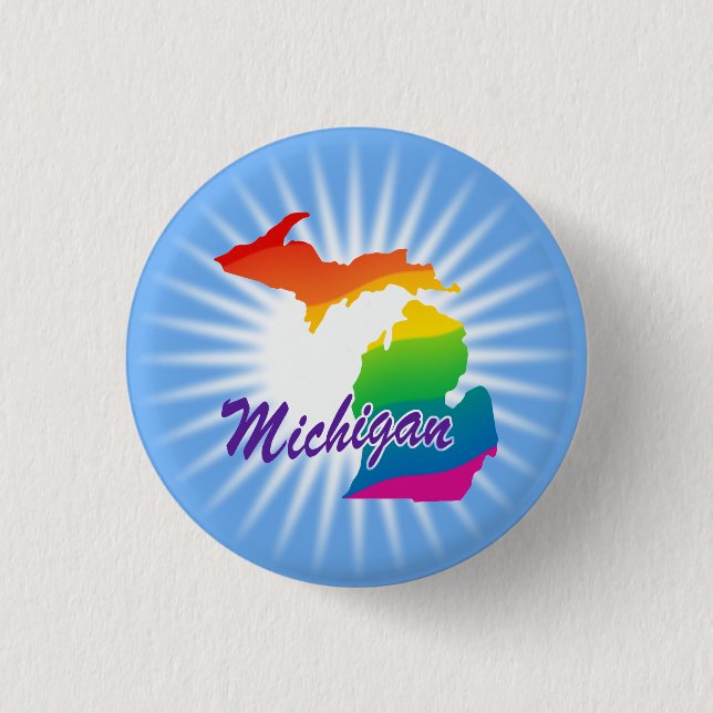 Rainbow State Of Michigan 3 Cm Round Badge (Front)