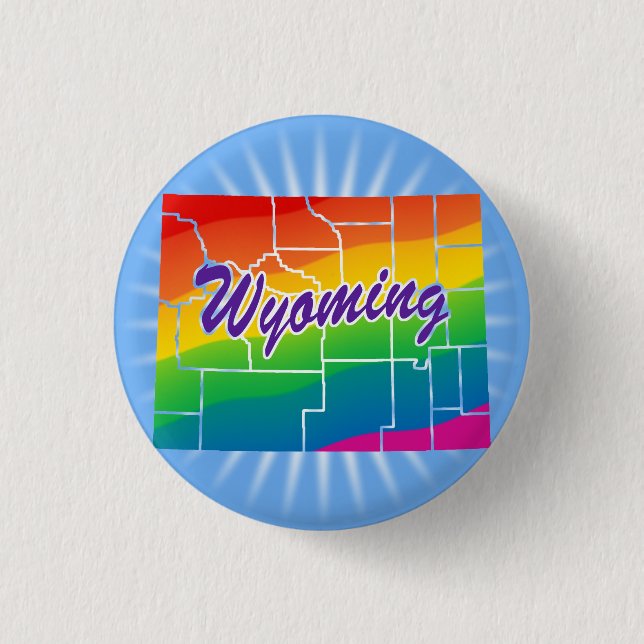 Rainbow State Of Wyoming 3 Cm Round Badge (Front)