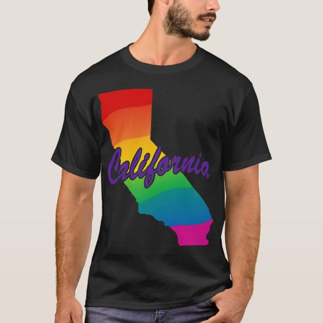 Rainbow State Outline California T-shirt (Front)