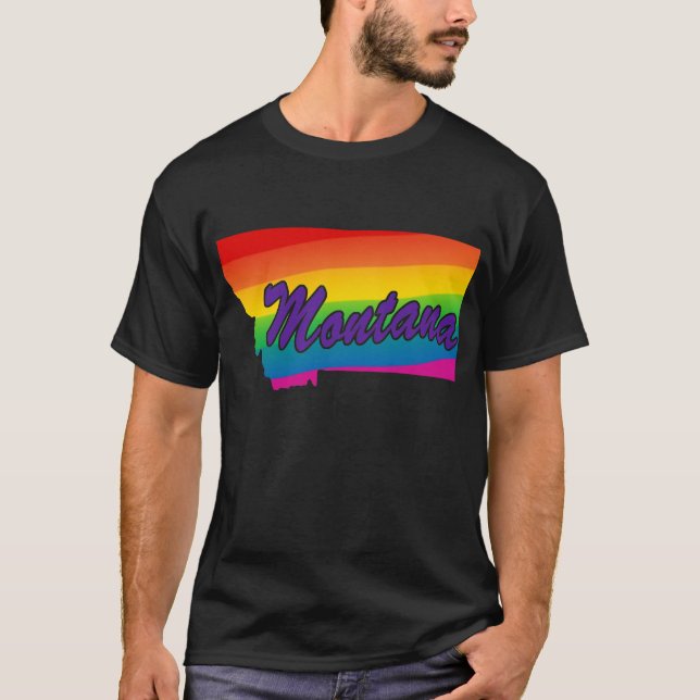 Rainbow State Outline Montana T-Shirt (Front)