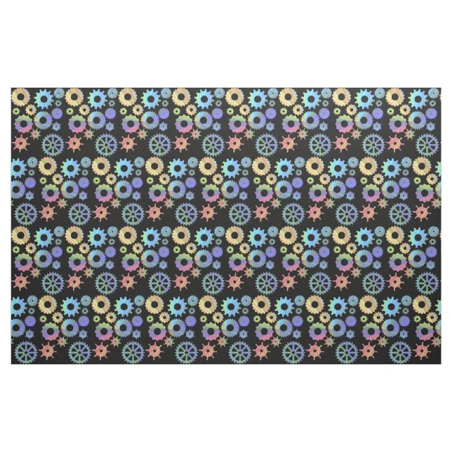 Rainbow steampunk metal gears art fabric (Fat Quarter)