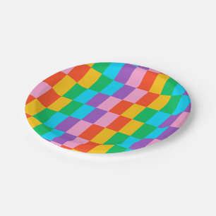 Rainbow Steps Blocks Paper Plate – Bold Colourful