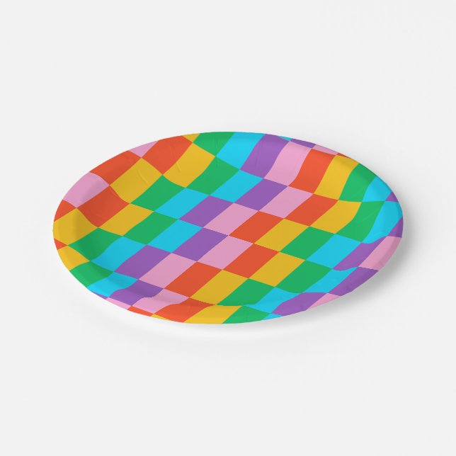 Rainbow Steps Blocks Paper Plate – Bold Colourful (Angled)