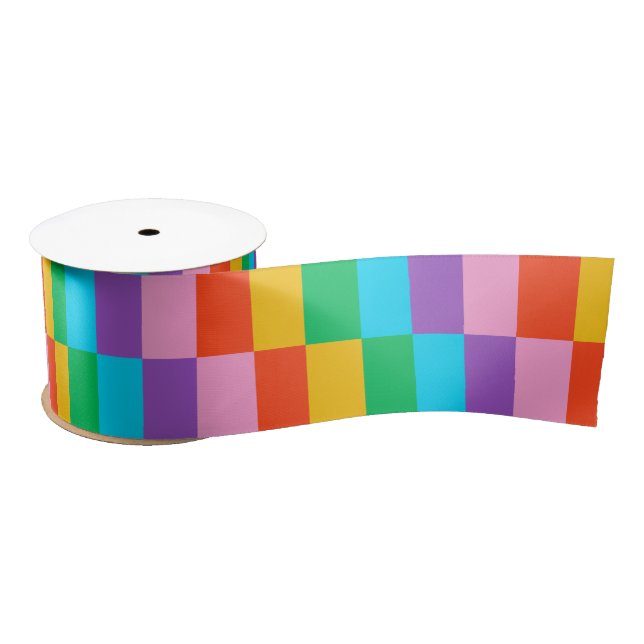 Rainbow Steps Blocks Pattern Decorative Ribbon Satin Ribbon (Spool)