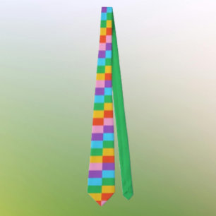 Rainbow Steps Blocks Pattern Necktie