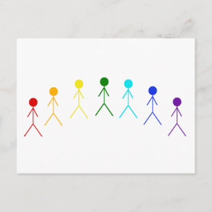 Rainbow Stick Figures - 2 Postcard