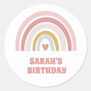 RAINBOW STICKER PASTLE PINK CUSTOM TEXT