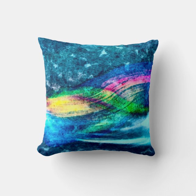 Rainbow Storm Airbrush Art Plush Throw Pillow (Front)