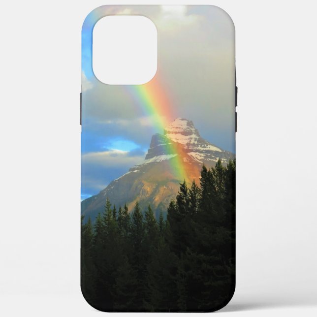 Rainbow & Storm Clouds Over Snowy Canada Mountain Case-Mate iPhone Case (Back)