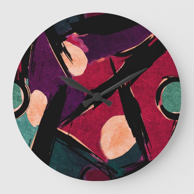 Rainbow Streaks: Abstract Acrylic Texture Large Clock (Front)