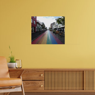 Rainbow Street in Reykjavík Iceland Poster