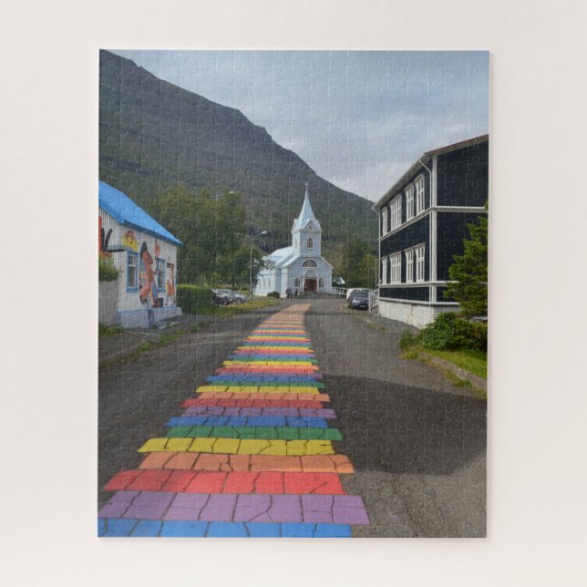 Rainbow Street in Seydisfjordur, Iceland Jigsaw Puzzle (Vertical)