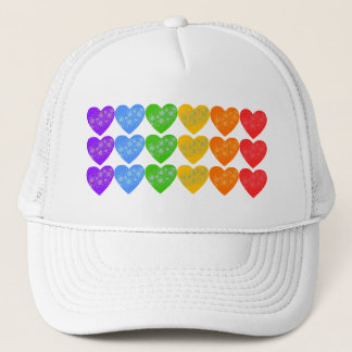 Rainbow String of Hearts with Stars Trucker Hat