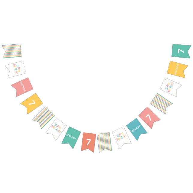 Rainbow stripe and spot birthday bunting bunting  (All)