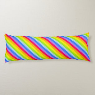 Rainbow stripe bright long body pillow