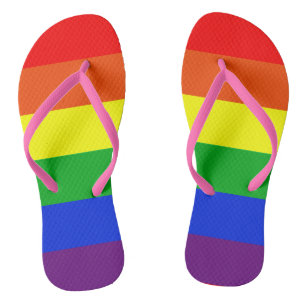 Rainbow stripe flip flops