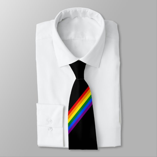 Rainbow Stripe Gay Pride Business Office Work Tie (Tied)