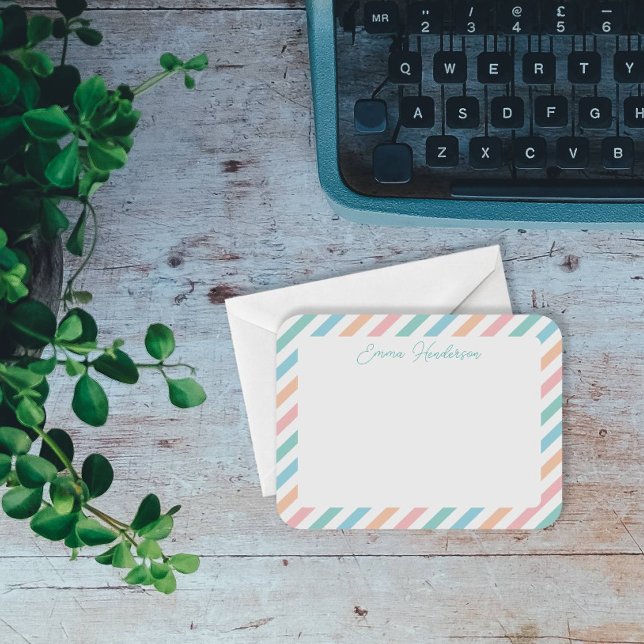 Rainbow Stripe Gift for Teacher Flat Note Card (Creator Uploaded)