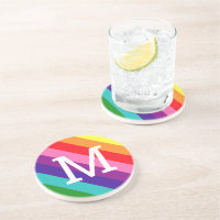 Rainbow Stripe Monogram Initial Pride