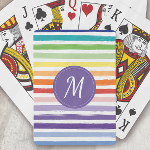 Rainbow Stripe Monogram Playing Cards