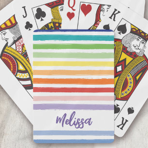 Rainbow Stripe Monogram Playing Cards