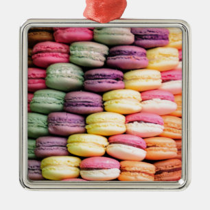 Rainbow Stripe of Stacked French Macaron Cookies Metal Tree Decoration