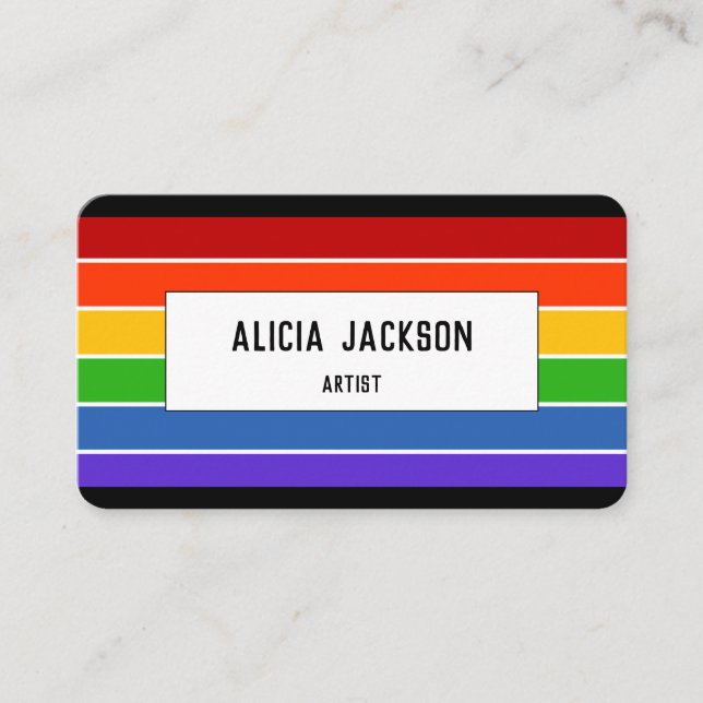 Rainbow Stripe | Personalise Business Card (Front)