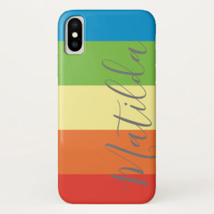 Rainbow Stripe Personalized Name Case-Mate iPhone Case