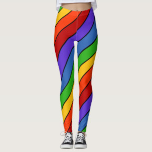 Rainbow Striped Diagonal Leggings