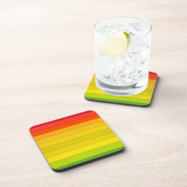 Rainbow Striped Multicolored Coaster (Right Side)