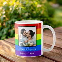 Rainbow Striped Photo LGBTQ Wedding Anniversary