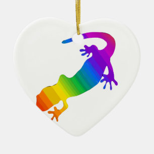 Rainbow Striped Salamander Ceramic Tree Decoration