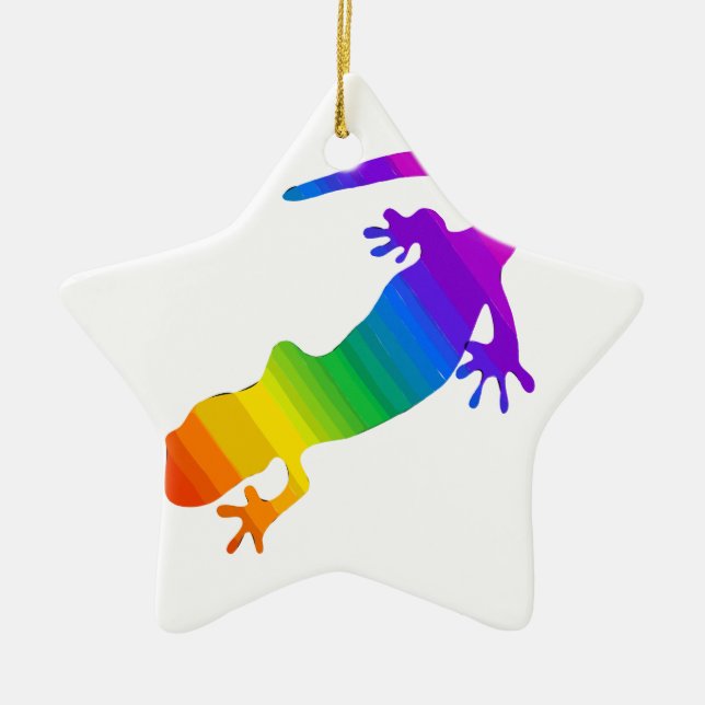 Rainbow Striped Salamander Ceramic Tree Decoration (Front)