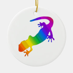 Rainbow Striped Salamander Ceramic Tree Decoration
